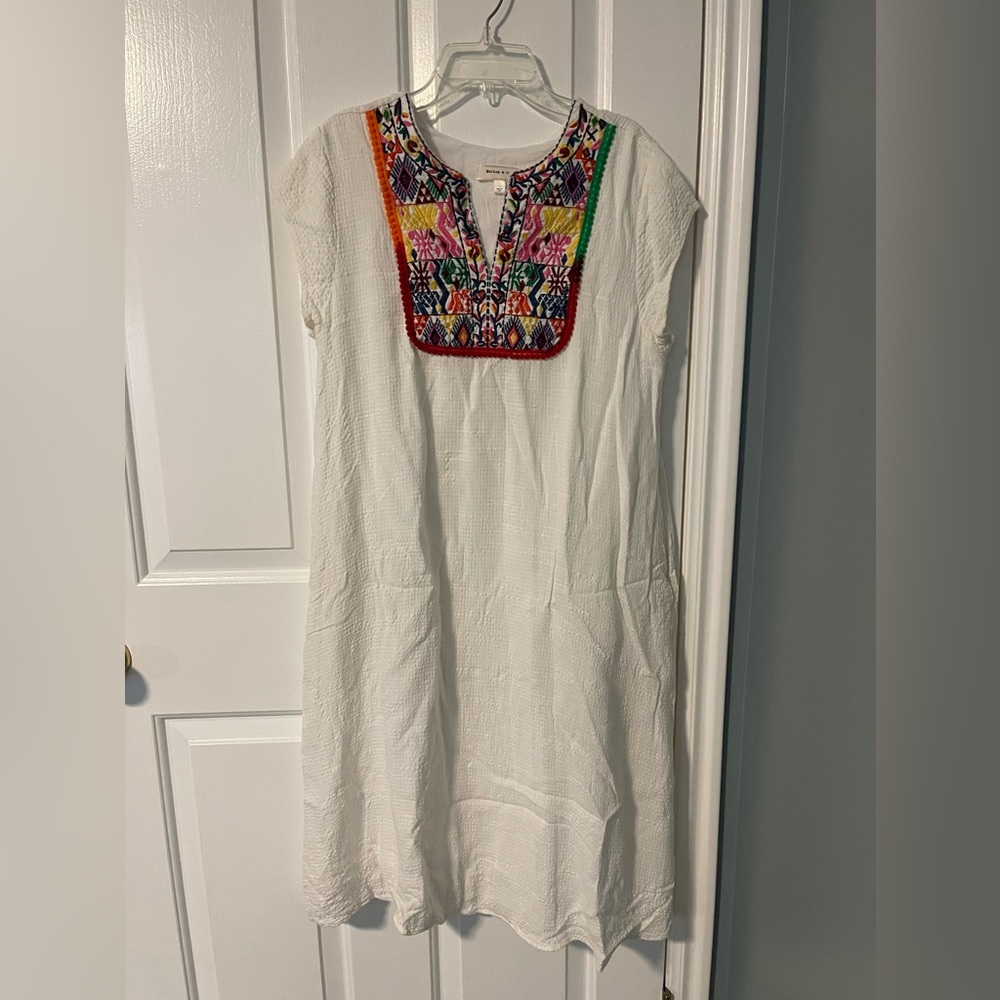 Embroidered White Dress